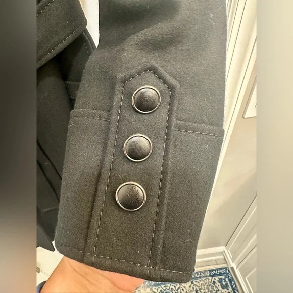 Kenneth Cole New York Black Trench Coat, Wool Coat, Winter Coat - Picture 4 of 12